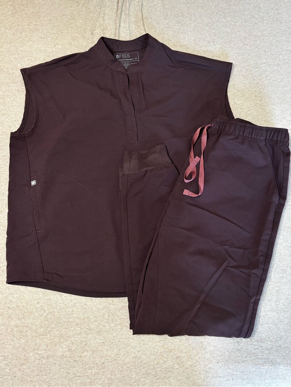 Figs Chocolate Brown Scrub Set- L Top L Bottom